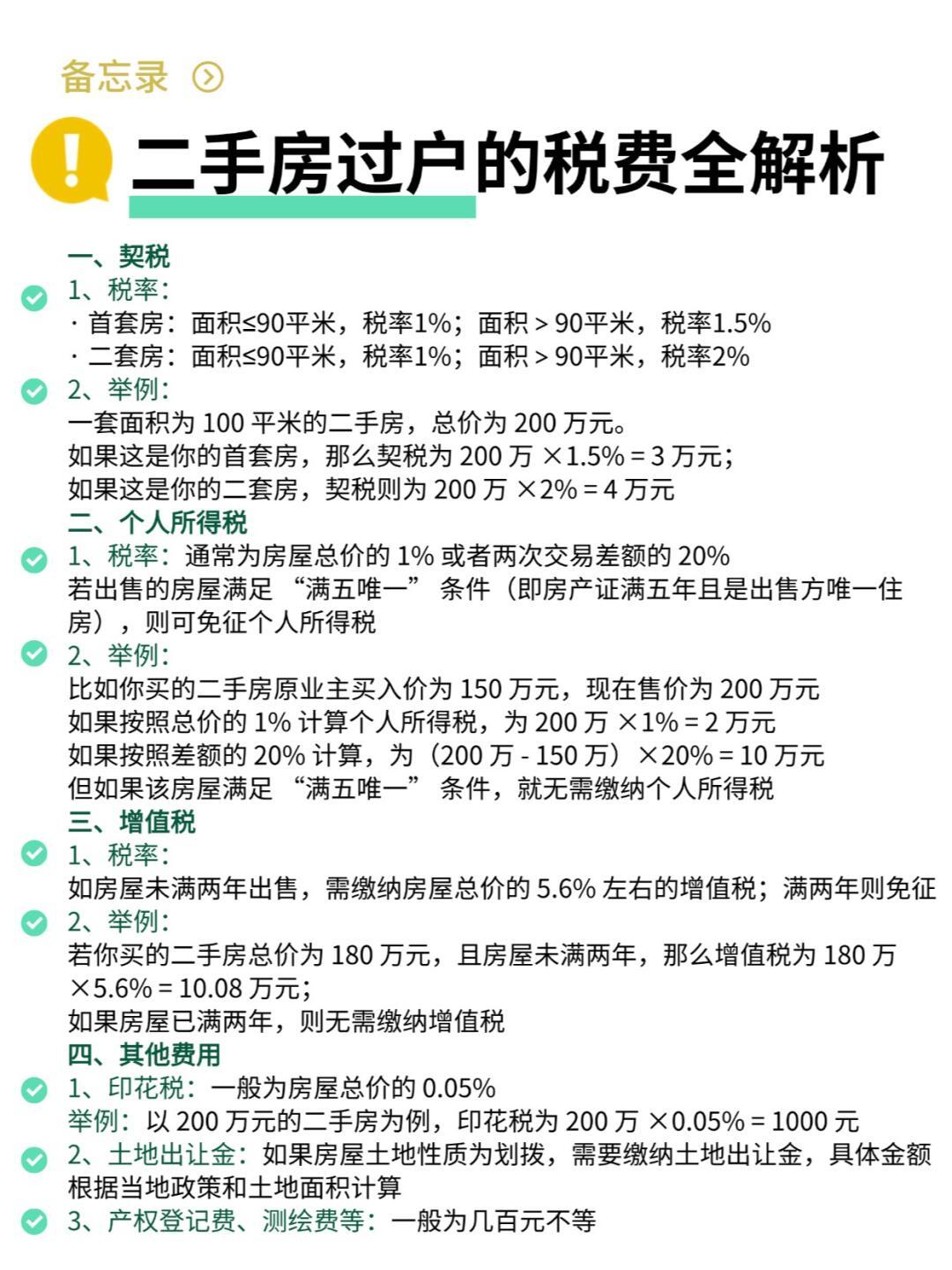 二手房产过户费用详解，从计算到注意事项